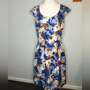 Banana Republic Cap Sleeve 100% Silk Floral Dress